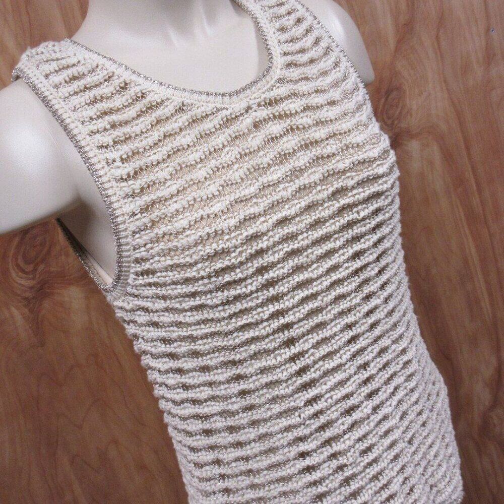MARLED Crochet Knit Tank Vest Top Gold Cream Sz XS‎ Lined Sleeveless Sweater NWT